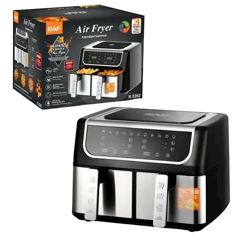 Digital Oil-Free Fryer, 2 Drawers, 4.5+4.5 Liters, RAF R.5262