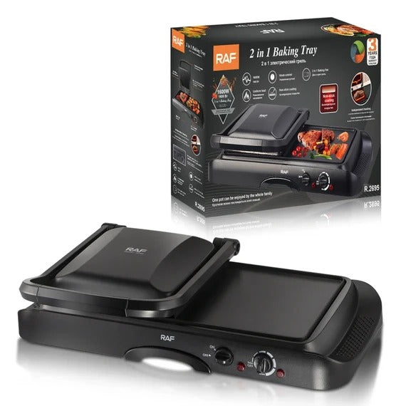 RAF 2-in-1 Baking Tray R.2695 – Grill & Griddle Plate – Dual Thermostat 1600W