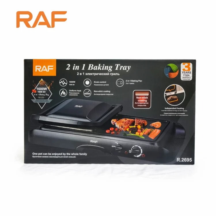 RAF 2-in-1 Baking Tray R.2695 – Grill & Griddle Plate – Dual Thermostat 1600W