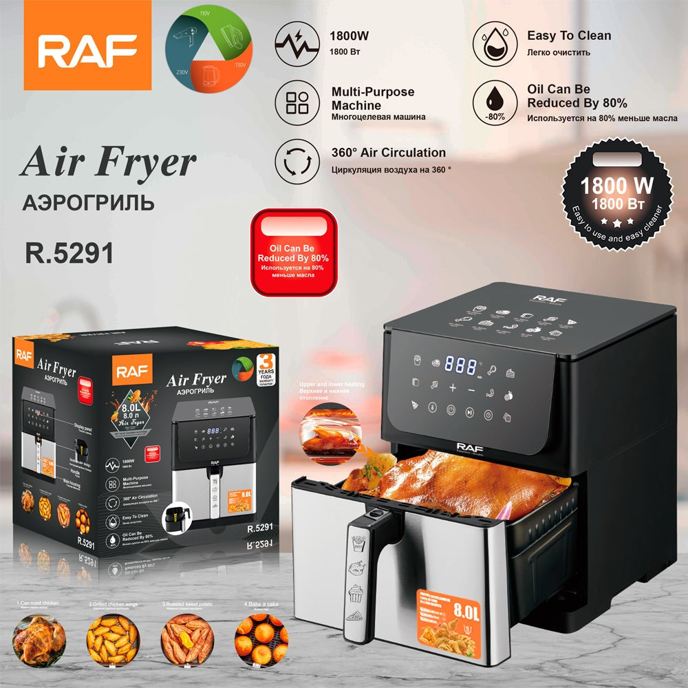 RAF Air Fryer 1800W 8.0L Capacity R.5291 Temperature Control