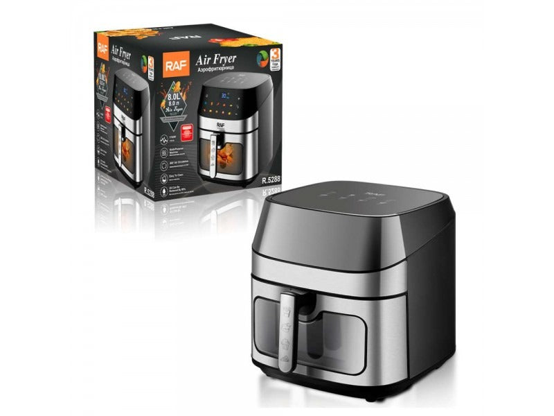 RAF Air Fryer, 1700 Watt, 8 Liter, Touch Digital Display, Black, R-5288