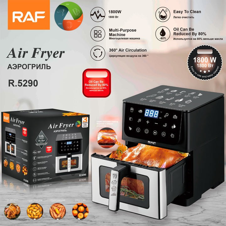 RAF Air Fryer with App Control 8L Capacity 1800W Power Timer Control R.5290