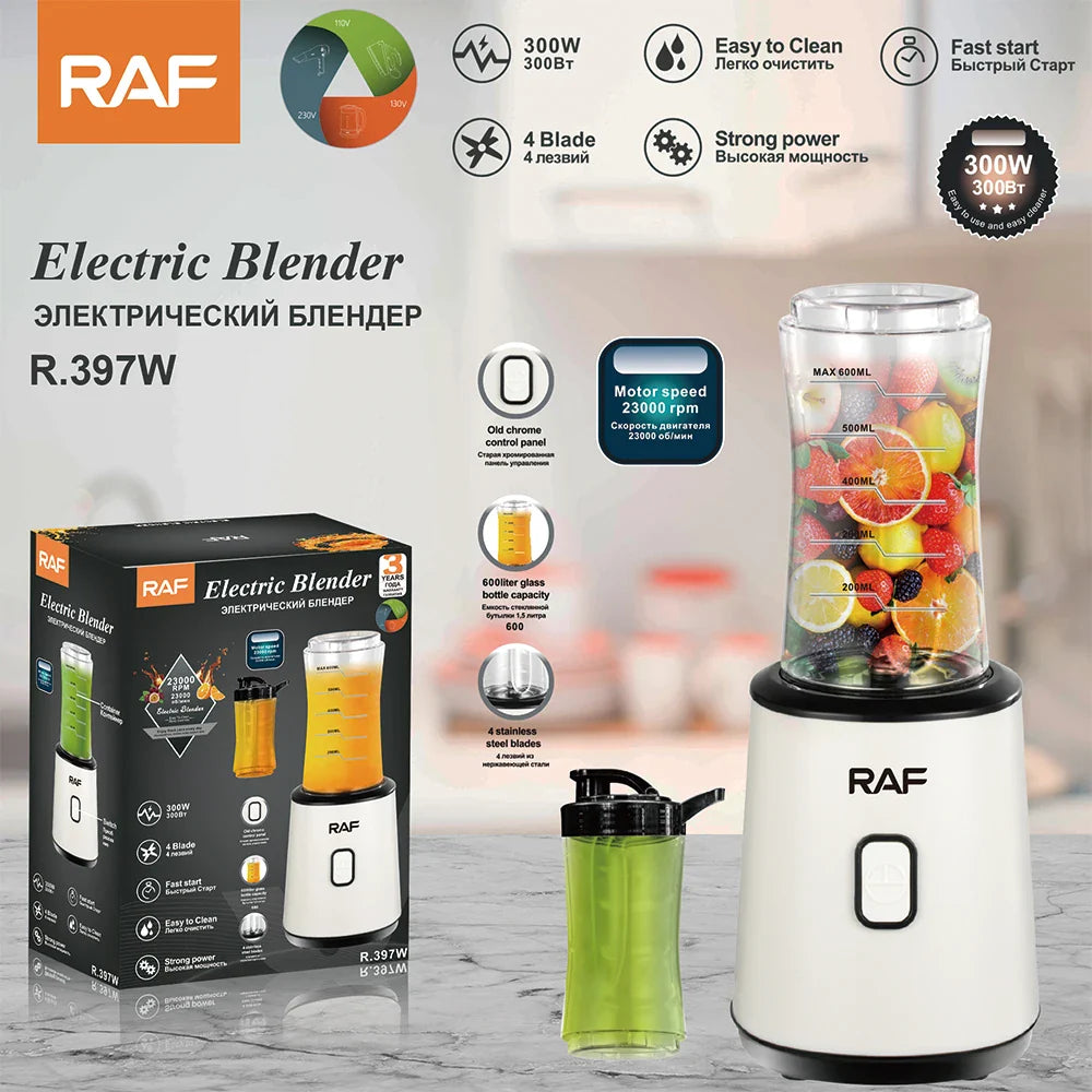 RAF Blender 0.6L, 300W ā Personal Smoothie & Juice Maker, Blue, R.397B