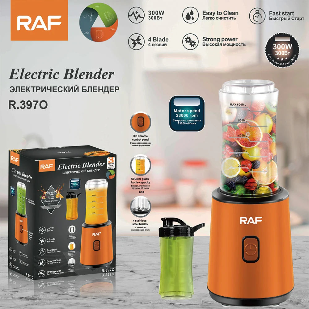 RAF Blender 0.6L, 300W ā Personal Smoothie & Juice Maker, Blue, R.397B