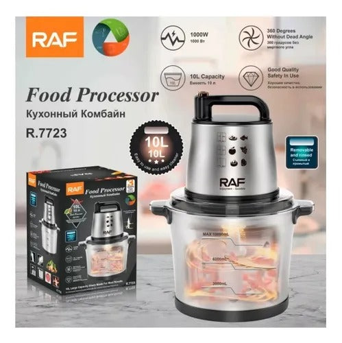 RAF Electric Food Processor & Chopper – 10L, 1000W, Silver, R.7723