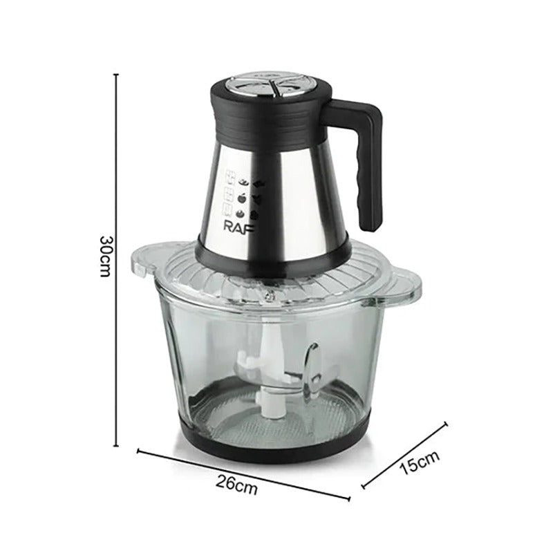 RAF Electric Food Processor & Chopper – 3L Glass Bowl, 800W, R.7037