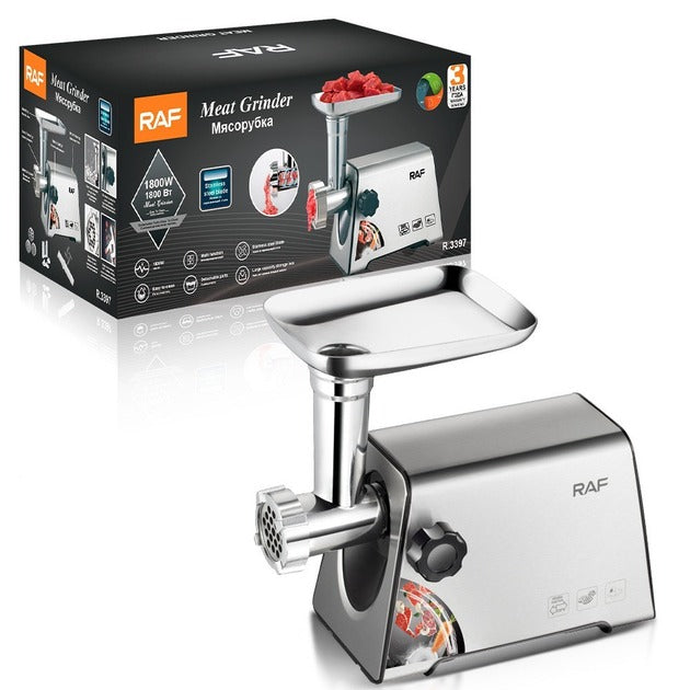 RAF Electric Meat Grinder – 1800W, R.3397, Metal Body, Sausage Attachment
