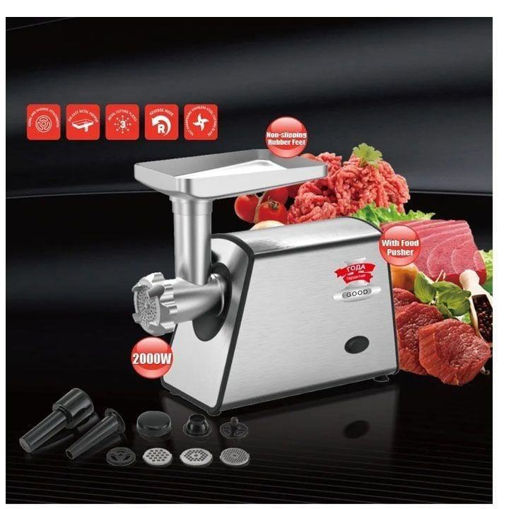 RAF Electric Meat Grinder – 2000W, Stainless Steel, High Power, R.3378