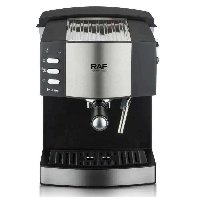 RAF R.113 Espresso Coffee Machine – 1.6L, 850W, Black, Steam Milk Frother
