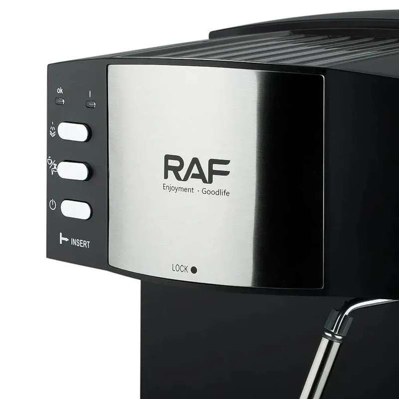 RAF R.113 Espresso Coffee Machine – 1.6L, 850W, Black, Steam Milk Frother
