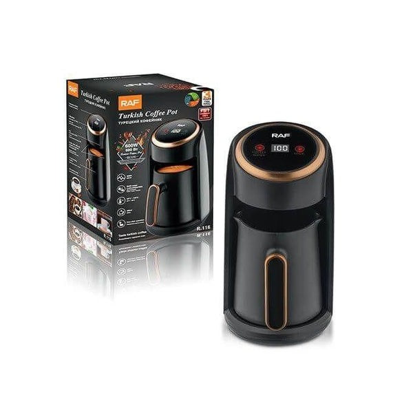 RAF R.116 Digital Turkish Coffee Maker – 600W, Black, Automatic Brewing Machine