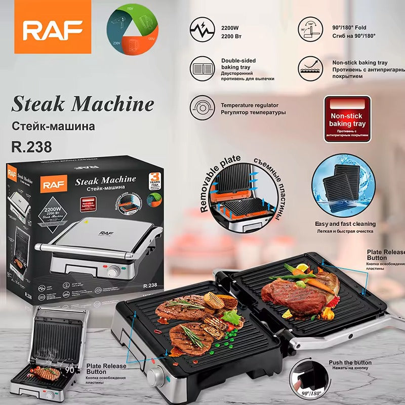 RAF R.238 Electric Toaster Multi-function Grill Sandwich Maker Non-stick Coated Toaster 2200W