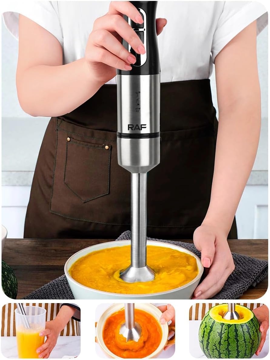 RAF R.278 Hand Blender, 800W Stainless Steel Stick Blender, 220V 50Hz – Silver