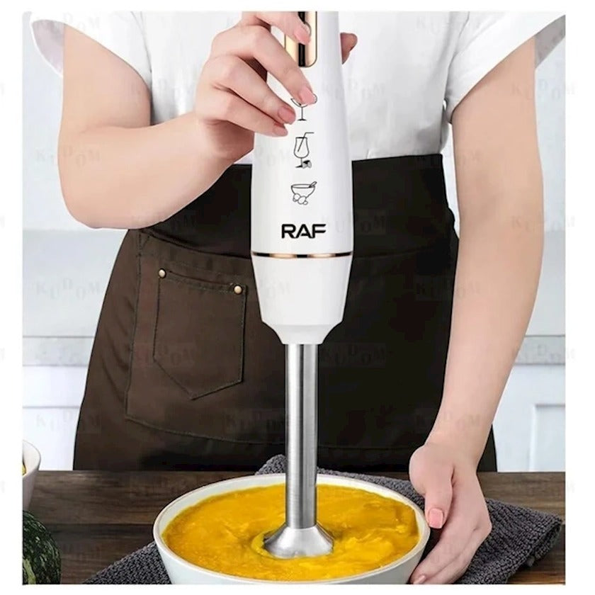 RAF R.303W/B Hand Blender, 800W Stainless Steel Immersion Blender, 4 Sharp Blades, Grinder & Mixer