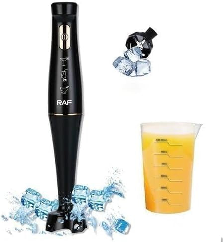 RAF R.303W/B Hand Blender, 800W Stainless Steel Immersion Blender, 4 Sharp Blades, Grinder & Mixer