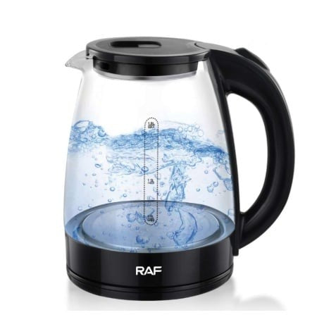 RAF R.7840 Electric Glass Kettle – 1.8L, Stainless Steel Base, 2200W