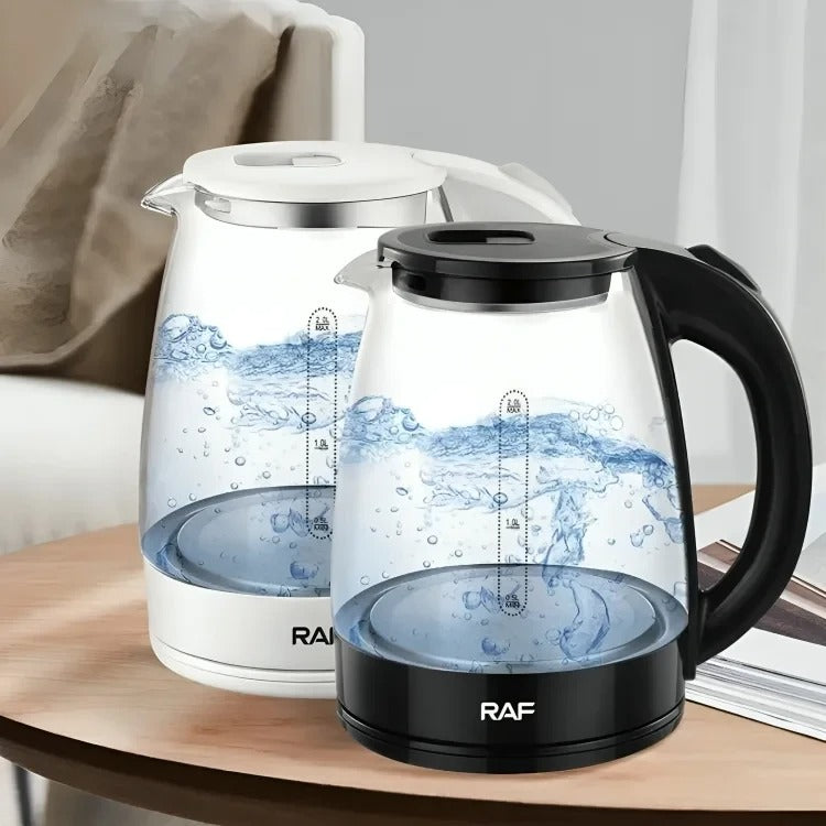 RAF R.7840 Electric Glass Kettle – 1.8L, Stainless Steel Base, 2200W