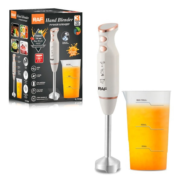 RAF R.793 2-in-1 Hand Blender, 800W Powerful Stainless Steel Stick Blender with Chopper & Beaker