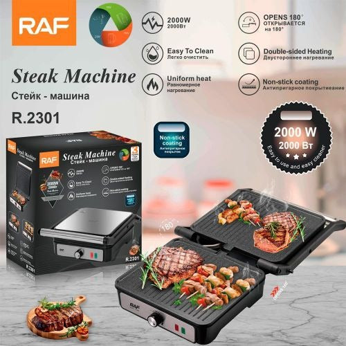 RAF Sandwich Maker/Double-Sided Heating/Even Heat/Non-Stick Coating/2000W (R.2301)