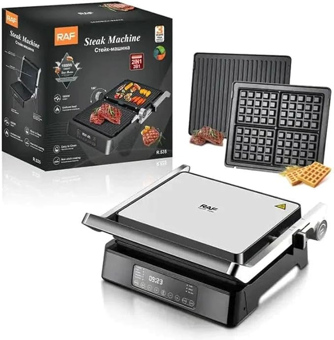 RAF Steak Machine & Grill & Waffle R.535, 1800 Watt, 220v, 50Hz, Silver