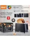 RAF Toaster , 2 Slices, 900 Watt, Black Silver - R.2102