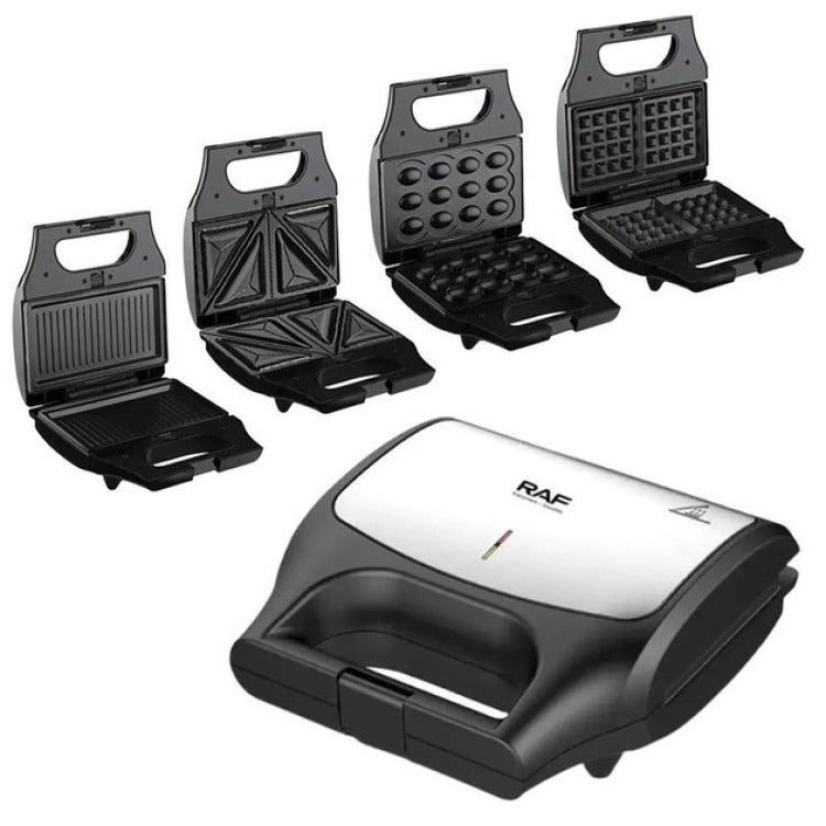 Rav Sandwich Maker, 8 Interchangeable Plates, 800 Watts, R.551 - Black