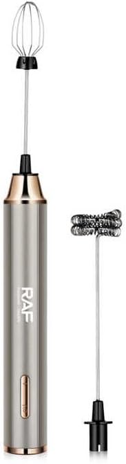 RAF 2-in-1 Electric Rechargeable Milk Frother & Egg Whisk, 10W, 3-Speed Handheld Mixer, Gold  R.394G/B