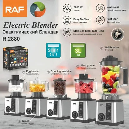 RAF 2600W Electric Blender, 5-in-1 Set, 3L Capacity, Stainless Steel Blades R.2880