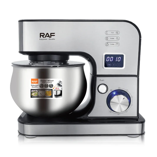RAF 3-in-1 Stand Mixer – 5L Stainless Steel Bowl, 6 Speeds, Digital Display, R.6606