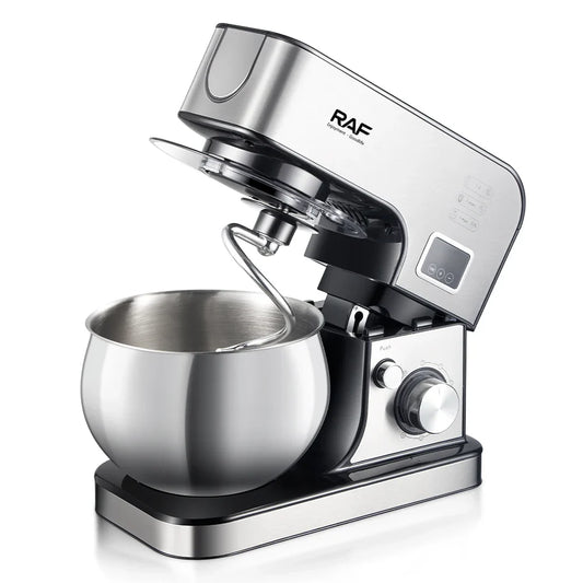 RAF 3-in-1 Stand Mixer – 5L Stainless Steel Bowl, 6 Speeds, Digital Display, R.6606
