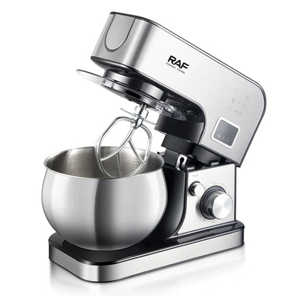 RAF 3-in-1 Stand Mixer – 5L Stainless Steel Bowl, 6 Speeds, Digital Display, R.6606