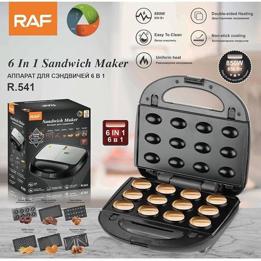 RAF 6-in-1 Grill Electric Toster with 6 Removable Panels R.541 Black