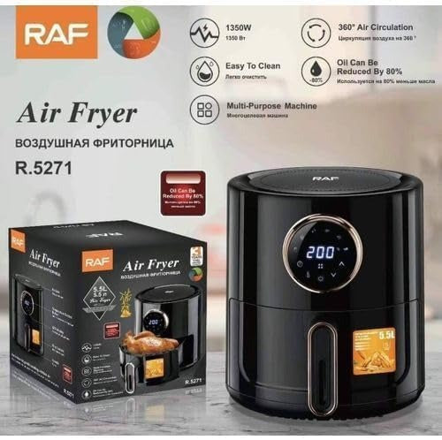 RAF Air Fryer Digital Rack, 5.5 Liter, 1350 Watt, Black - R-5271