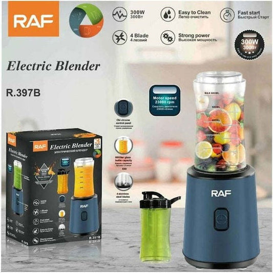 RAF Blender 0.6L, 300W – Personal Smoothie & Juice Maker, Blue, R.397B