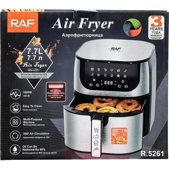 RAF Digital Air Fryer, 7.7 Liters, 1800 Watt, Silver- R.5261