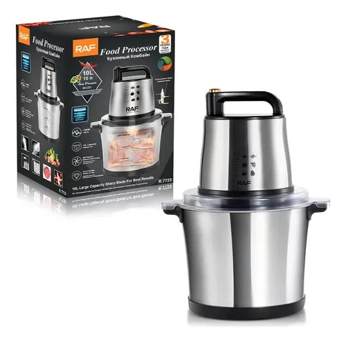 RAF Electric Food Processor & Chopper – 10L, 1000W, Silver, R.7723