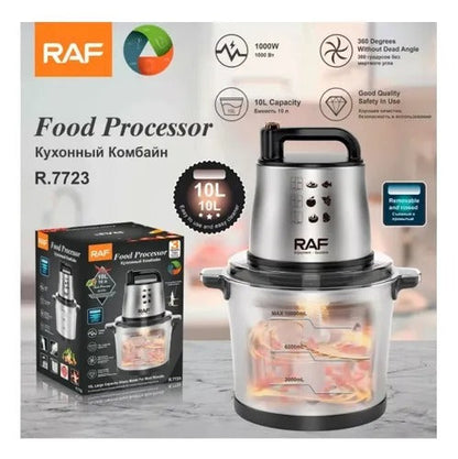 RAF Electric Food Processor & Chopper – 10L, 1000W, Silver, R.7723
