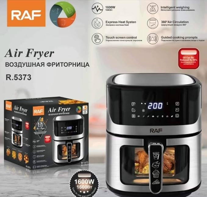 RAF Essential Air fryer R.5373, 1600 Watt, 8.3 Liter, 220v, 50Hz, Silver