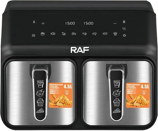 RAF Essential Air fryer R.5376, 2200 Watt, 9 Liter, 220v, 50Hz, Black