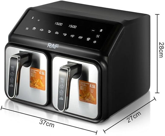 RAF Essential Air fryer R.5376, 2200 Watt, 9 Liter, 220v, 50Hz, Black