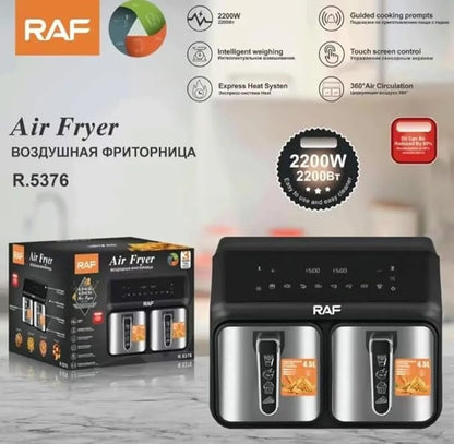 RAF Essential Air fryer R.5376, 2200 Watt, 9 Liter, 220v, 50Hz, Black