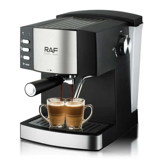 RAF R.113 Espresso Coffee Machine – 1.6L, 850W, Black, Steam Milk Frother