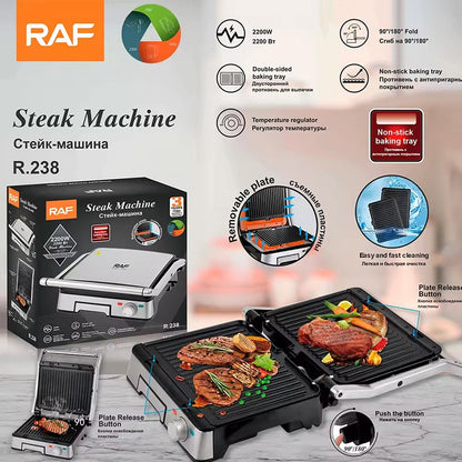 RAF R.238 Electric Toaster Multi-function Grill Sandwich Maker Non-stick Coated Toaster 2200W