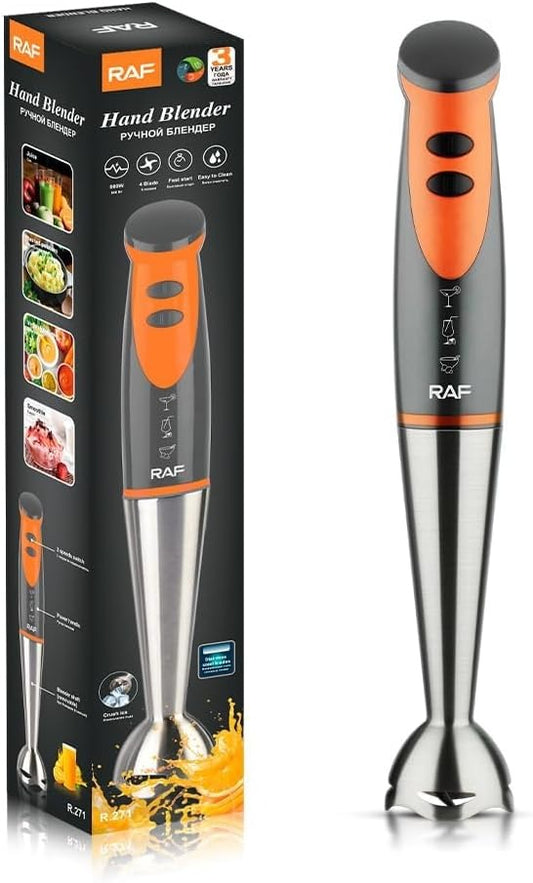 RAF R.271 Hand Blender, 800W Powerful Stainless Steel Stick Blender with Beaker & Chopper Attachment