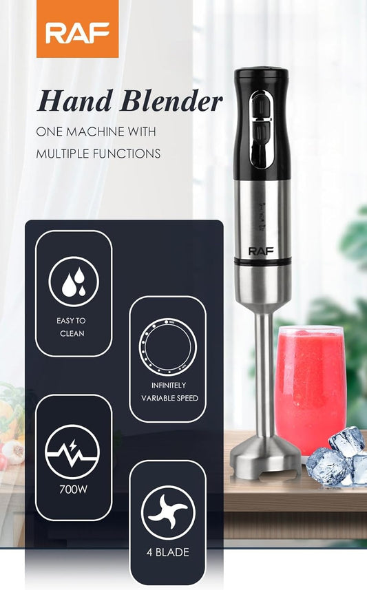 RAF R.278 Hand Blender, 800W Stainless Steel Stick Blender, 220V 50Hz – Silver