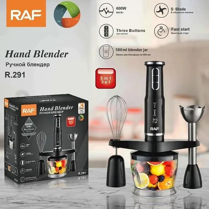 RAF R.291 Multifunctional Hand Blender Set – 600W, 3-Speed Adjustable, Egg Beater & Food Mixer