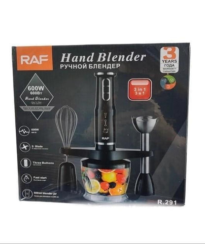RAF R.291 Multifunctional Hand Blender Set – 600W, 3-Speed Adjustable, Egg Beater & Food Mixer