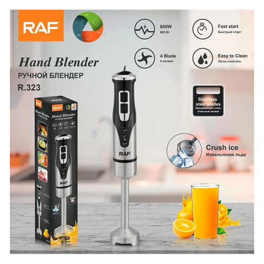 RAF R.323 Hand Blender, 800W Stainless Steel Stick Blender, 220V 50Hz – Silver