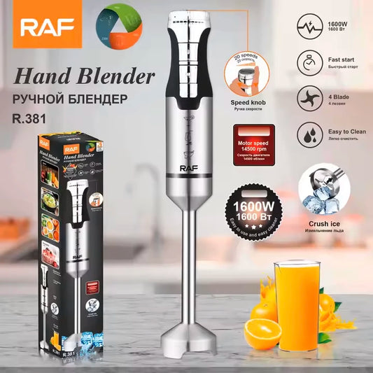 RAF R.381 Stainless Steel Hand Blender – 1600W, 2 Speed Control, Powerful Stick Blender for Smoothies, Soups & Sauces