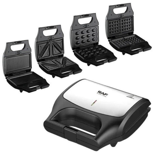 Rav Sandwich Maker, 8 Interchangeable Plates, 800 Watts, R.551 - Black
